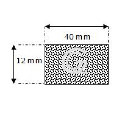 Rechthoekig mosrubber snoer | 12 x 40 mm | rol 25 meter